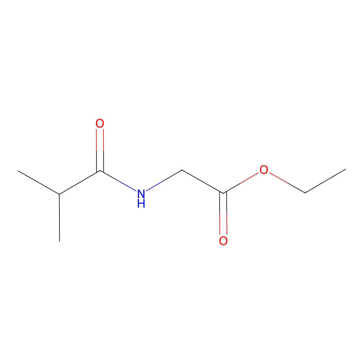 Ethyl 2-(2-methylpropanamido)acetate molecular structure, CAS 31766-30-0