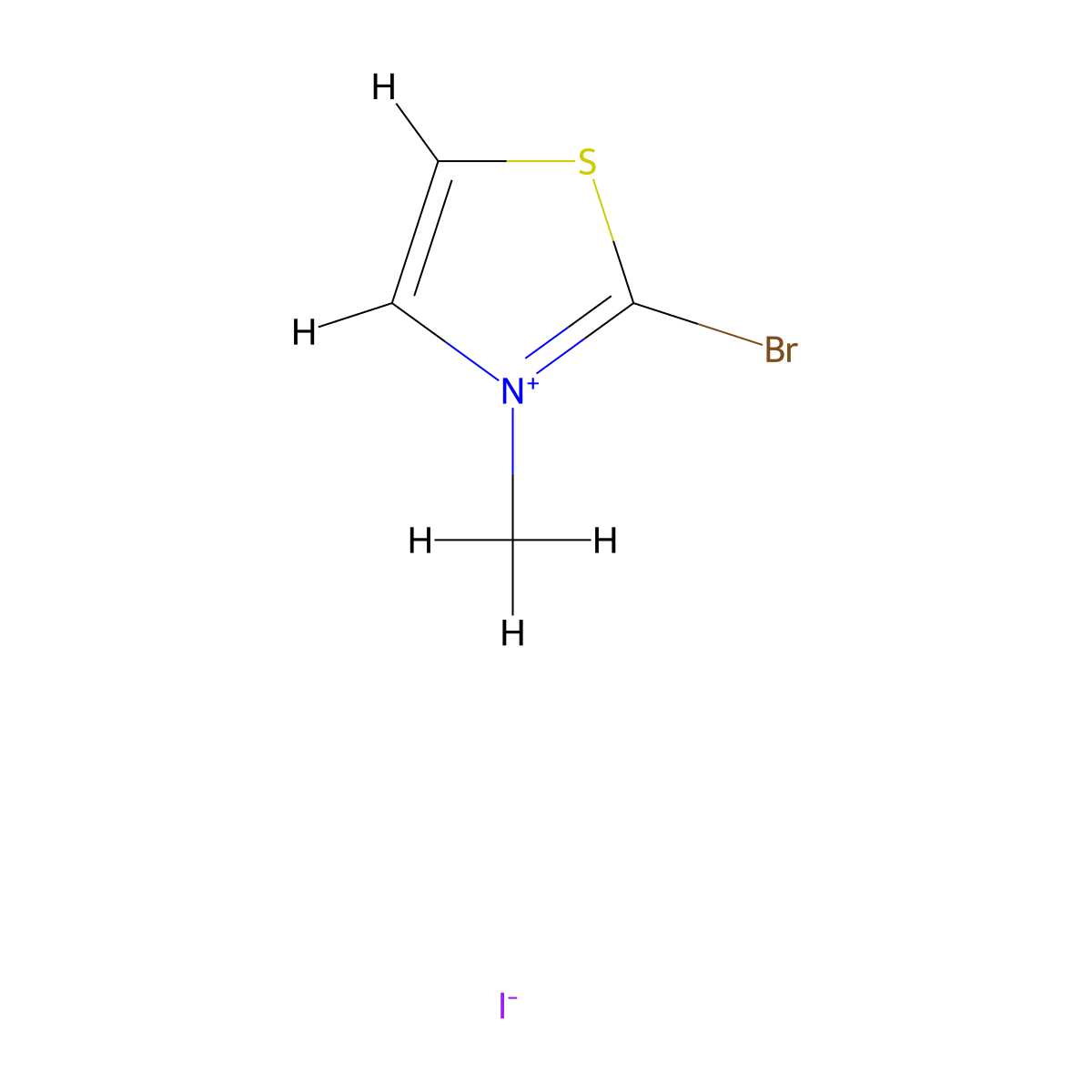 2-Bromo-3-methyl-1,3-thiazol-3-ium iodide molecular structure, CAS 31766-82-2