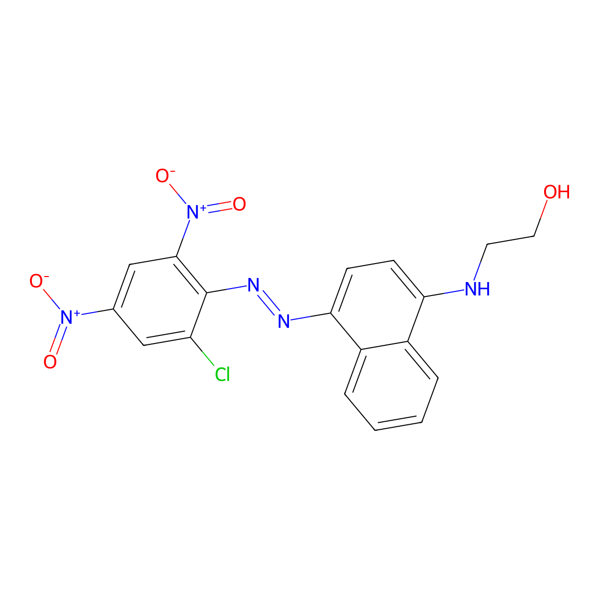 Ethanol, 2-[[4-[(2-chloro-4,6-dinitrophenyl)azo]-1-naphthalenyl]amino]- molecular structure, CAS 3177-13-7