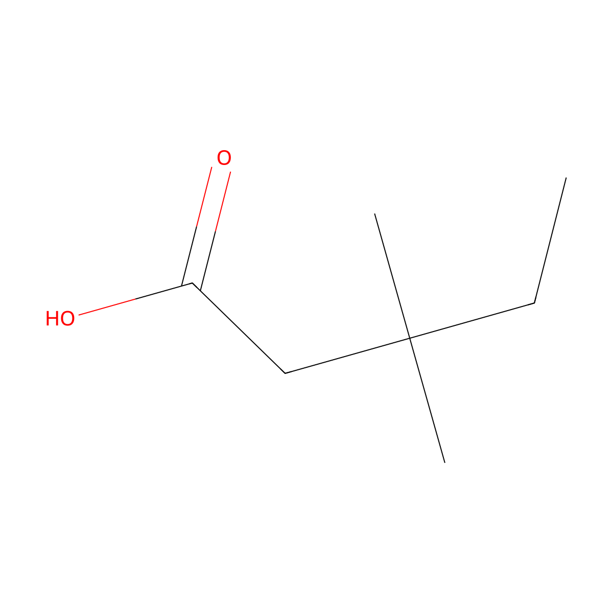 3,3-Dimethylpentanoic acid molecular structure, CAS 3177-74-0