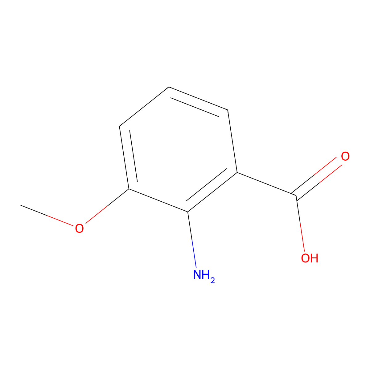 2-Amino-3-methoxybenzoic acid molecular structure, CAS 3177-80-8