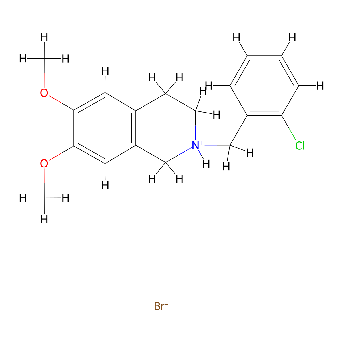 Isoquinoline, 1,2,3,4-tetrahydro-2-(o-chlorobenzyl)-6,7-dimethoxy-, hydrobromide molecular structure, CAS 31772-98-2