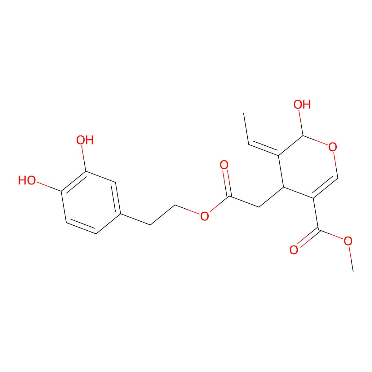Oleuropein aglycon molecular structure, CAS 31773-95-2