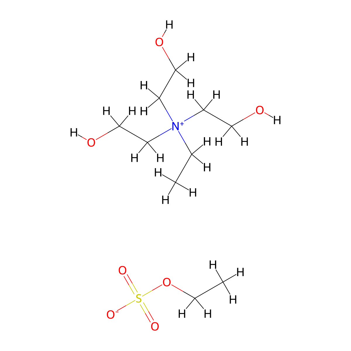Ethanaminium, N-ethyl-2-hydroxy-N,N-bis(2-hydroxyethyl)-, ethyl sulfate (1:1) molecular structure, CAS 31774-90-0