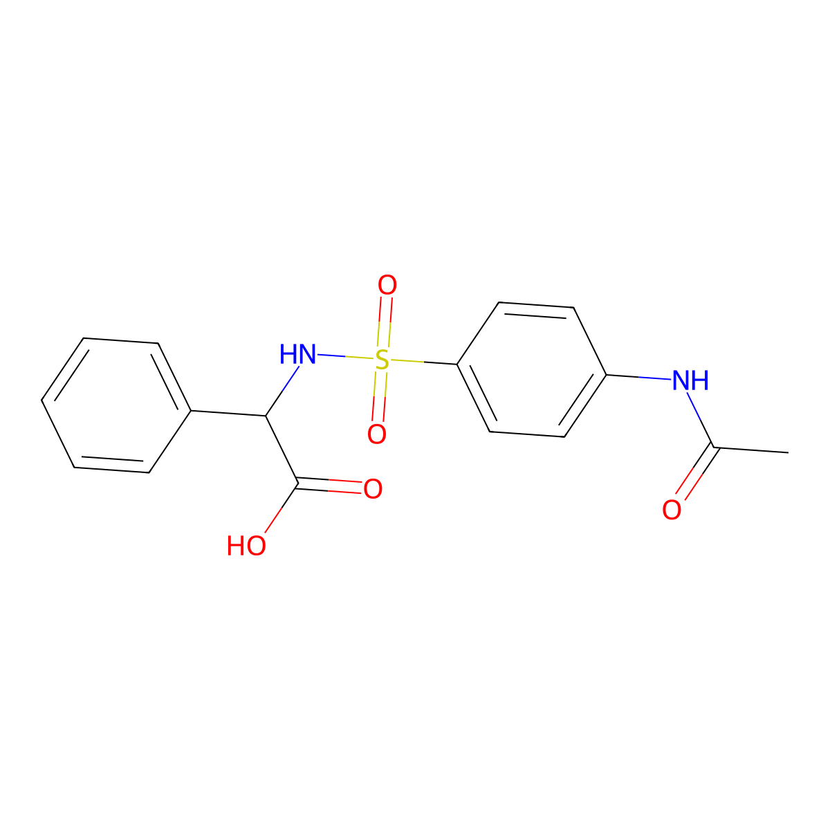 ({[4-(Acetylamino)phenyl]sulfonyl}amino)(phenyl)acetic acid molecular structure, CAS 317804-68-5