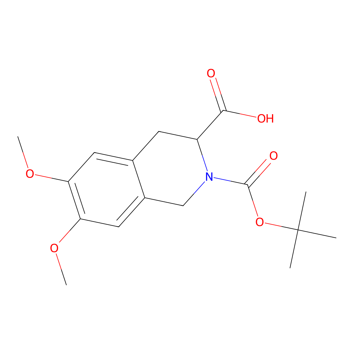 2-(tert-Butoxycarbonyl)-6,7-dimethoxy-1,2,3,4-tetrahydroisoquinoline-3-carboxylic acid molecular structure, CAS 317806-26-1