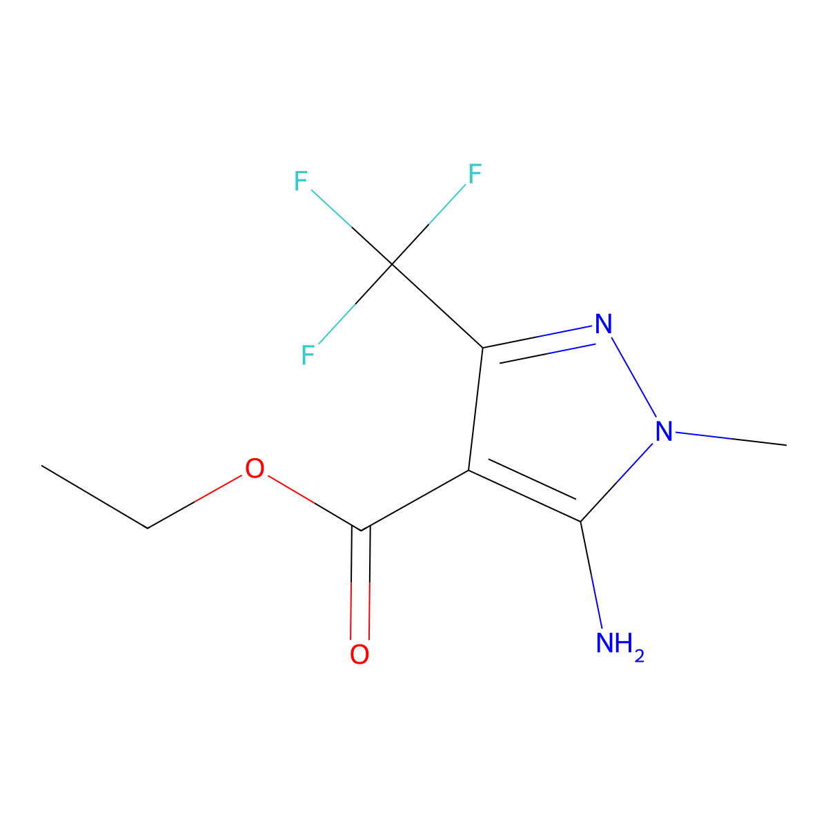 5-Amino-1-methyl-3-trifluoromethyl-1H-pyrazole-4-carboxylic acid ethyl ester molecular structure, CAS 317806-48-7