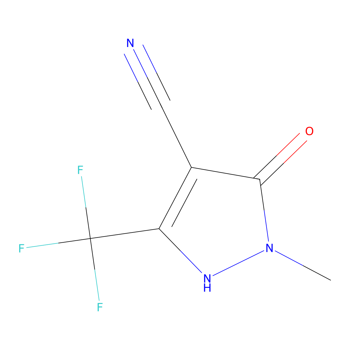 5-Hydroxy-1-methyl-3-(trifluoromethyl)-1H-pyrazole-4-carbonitrile molecular structure, CAS 317806-53-4