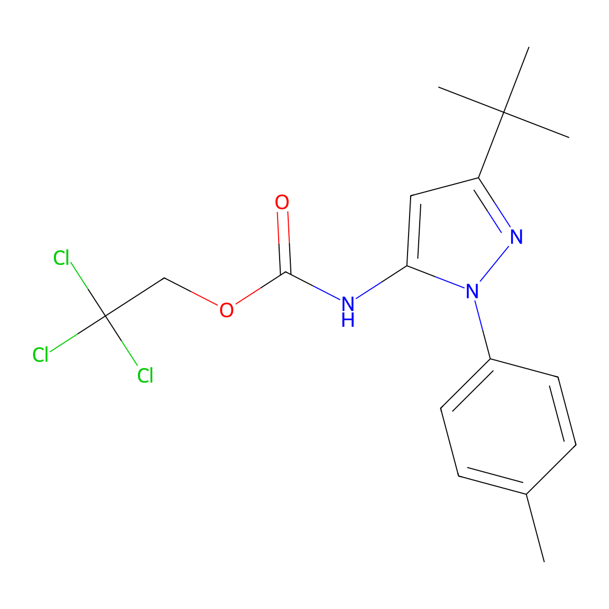 2,2,2-Trichloroethyl 3-tert-butyl-1-P-tolyl-1H-pyrazol-5-ylcarbamate molecular structure, CAS 317806-87-4
