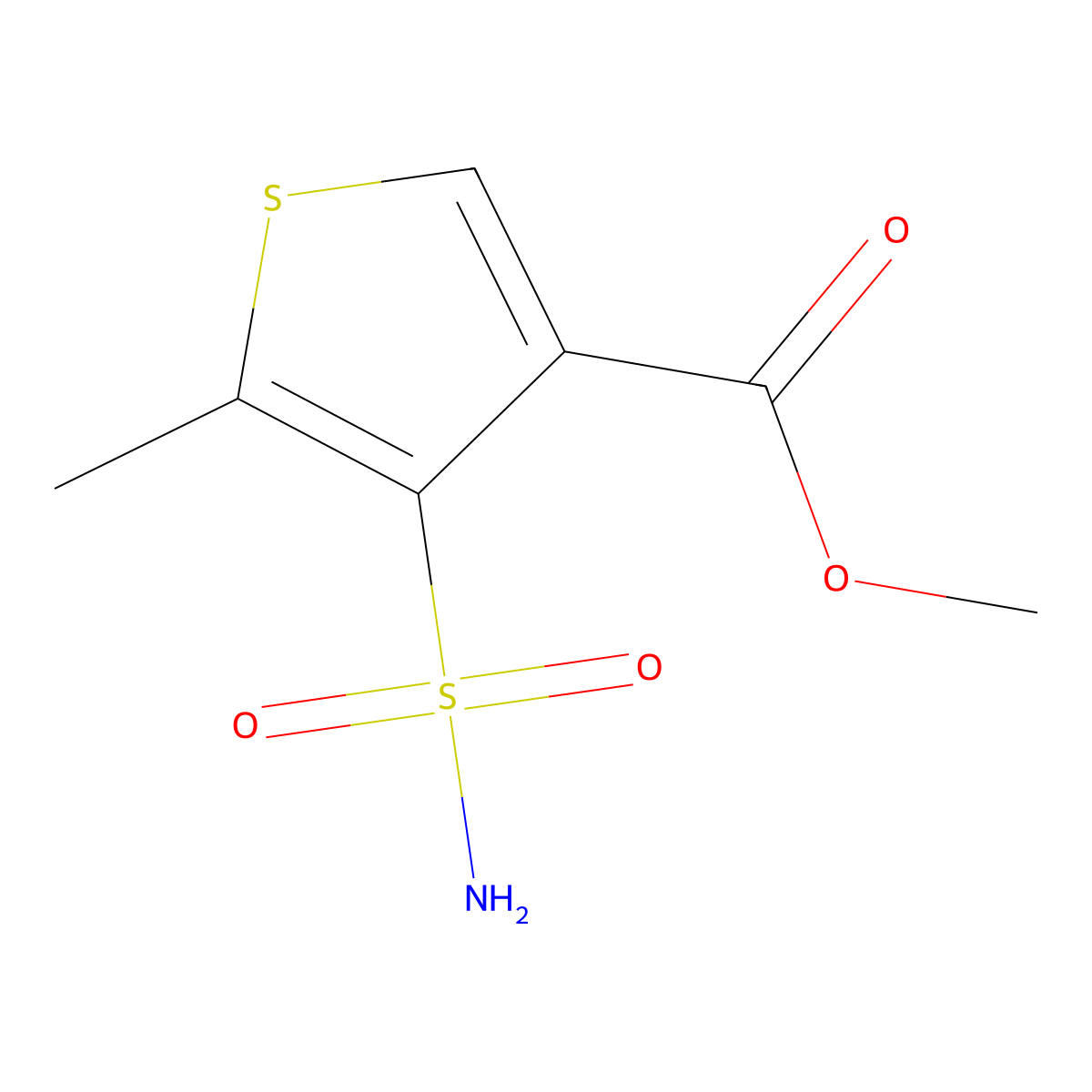 Methyl 5-methyl-4-sulfamoylthiophene-3-carboxylate molecular structure, CAS 317815-81-9