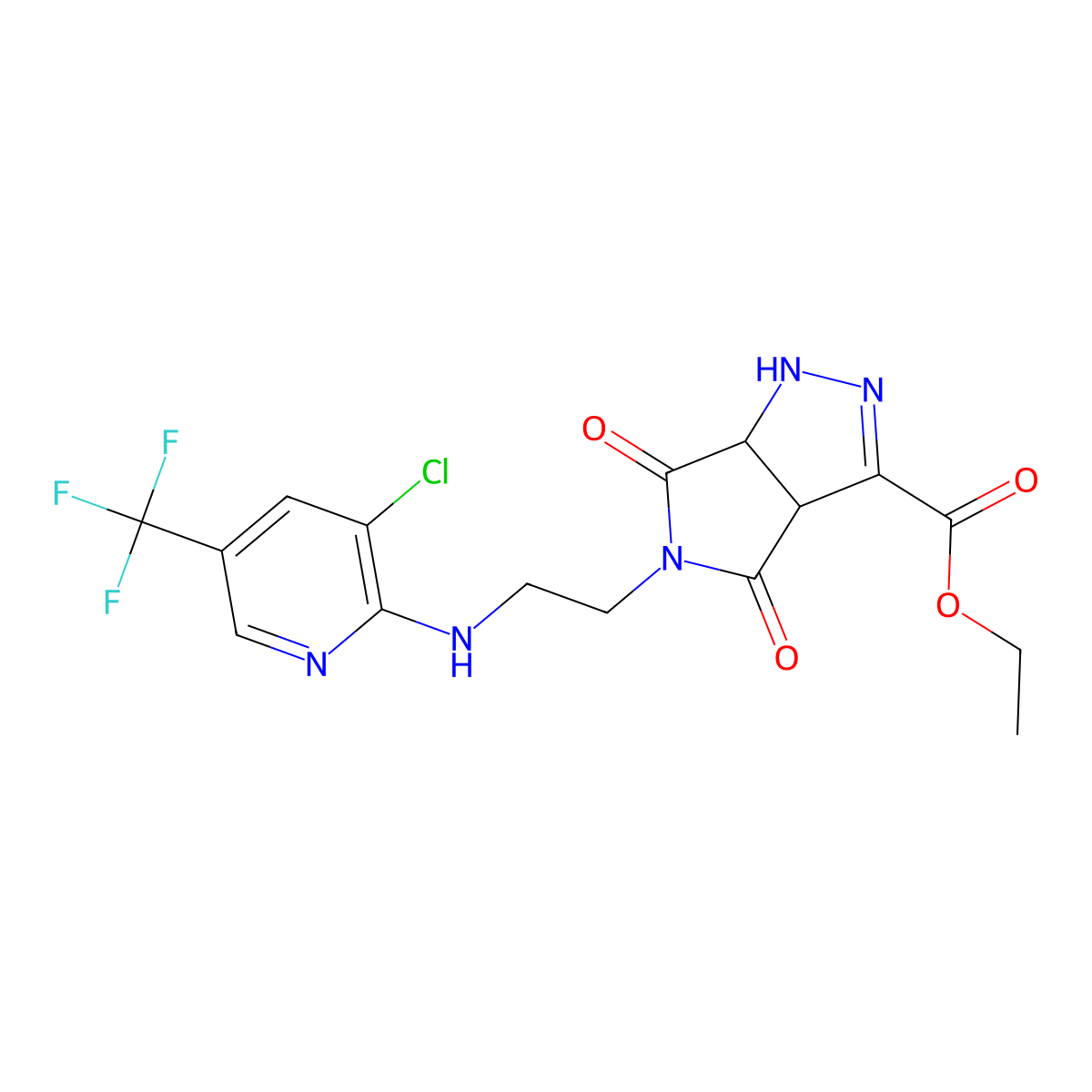 Ethyl 5-(2-{[3-chloro-5-(trifluoromethyl)-2-pyridinyl]amino}ethyl)-4,6-dioxo-1,3a,4,5,6,6a-hexahydropyrrolo[3,4-c]pyrazole-3-carboxylate molecular structure, CAS 317821-61-7