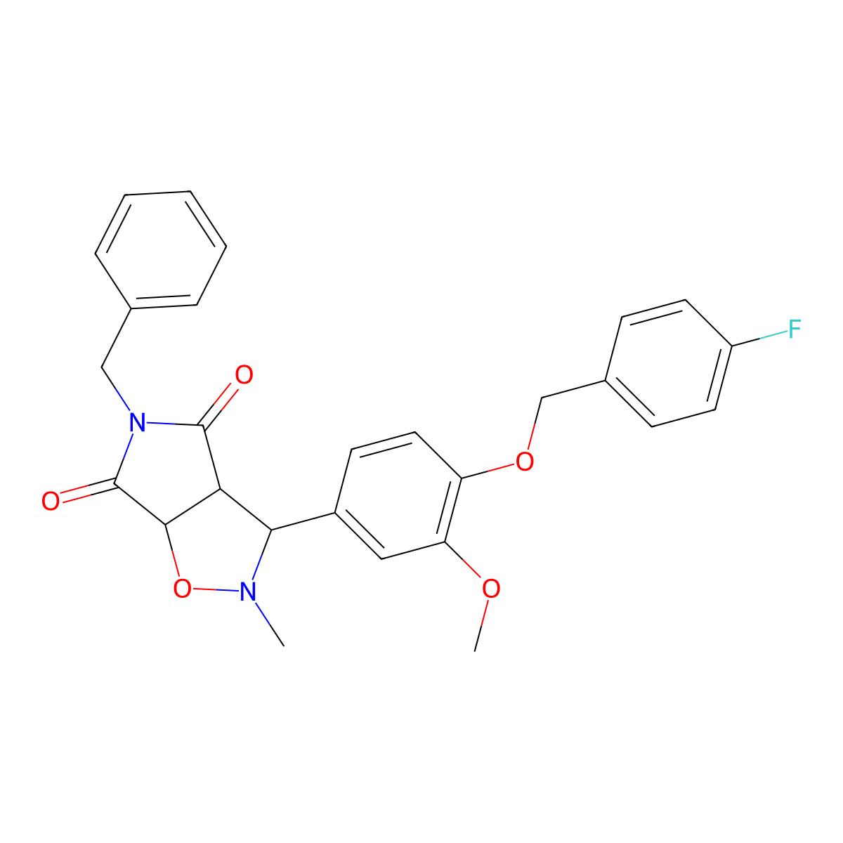 5-benzyl-3-{4-[(4-fluorobenzyl)oxy]-3-methoxyphenyl}-2-methyldihydro-2H-pyrrolo[3,4-d]isoxazole-4,6(3H,5H)-dione molecular structure, CAS 317821-81-1