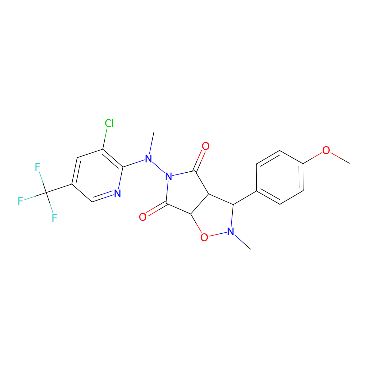 5-[[3-chloro-5-(trifluoromethyl)-2-pyridinyl](methyl)amino]-3-(4-methoxyphenyl)-2-methyldihydro-2H-pyrrolo[3,4-d]isoxazole-4,6(3H,5H)-dione molecular structure, CAS 317821-85-5