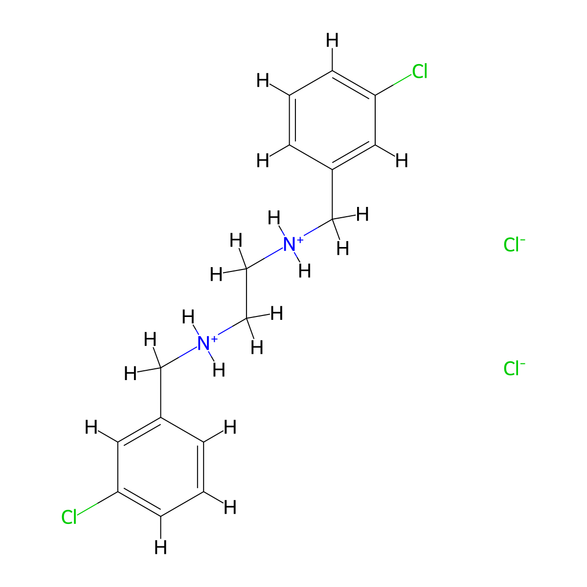 N~1~,N~2~-bis(3-chlorobenzyl)-1,2-ethanediaminium dichloride molecular structure, CAS 317821-87-7