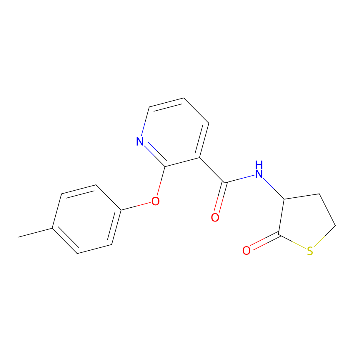 2-(4-methylphenoxy)-N-(2-oxothiolan-3-yl)pyridine-3-carboxamide molecular structure, CAS 317821-90-2