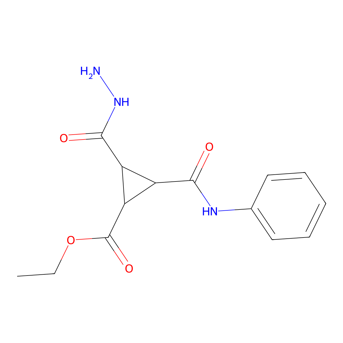 Ethyl 2-(hydrazinecarbonyl)-3-(phenylcarbamoyl)cyclopropane-1-carboxylate molecular structure, CAS 317821-91-3