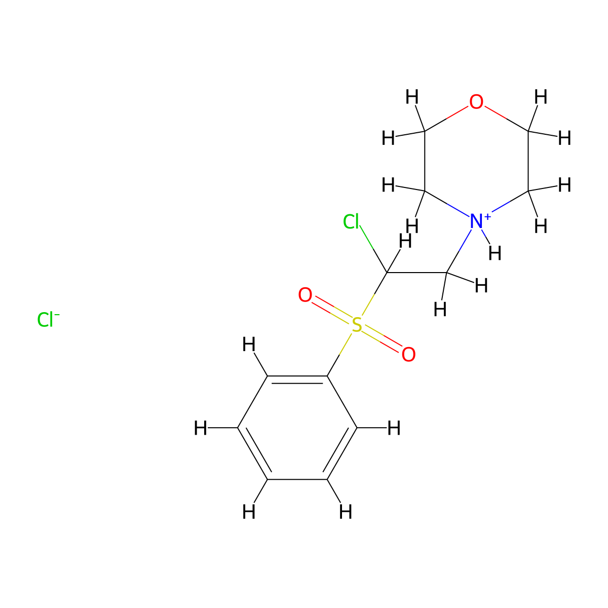 4-[2-Chloro-2-(phenylsulfonyl)ethyl]-1,4-oxazinan-4-ium chloride molecular structure, CAS 317821-96-8