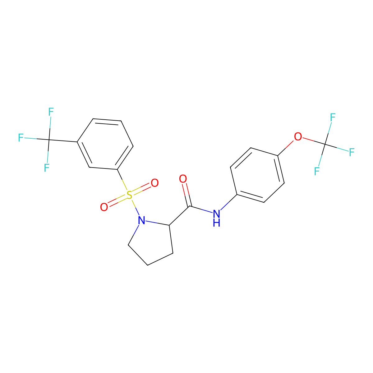 N-[4-(trifluoromethoxy)phenyl]-1-{[3-(trifluoromethyl)phenyl]sulfonyl}-2-pyrrolidinecarboxamide molecular structure, CAS 317822-00-7