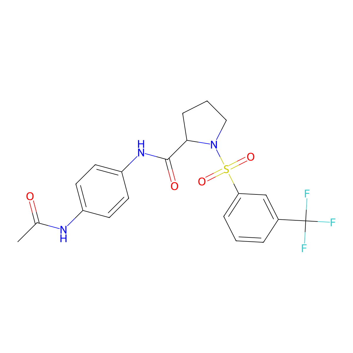 N-[4-(acetylamino)phenyl]-1-{[3-(trifluoromethyl)phenyl]sulfonyl}-2-pyrrolidinecarboxamide molecular structure, CAS 317822-02-9