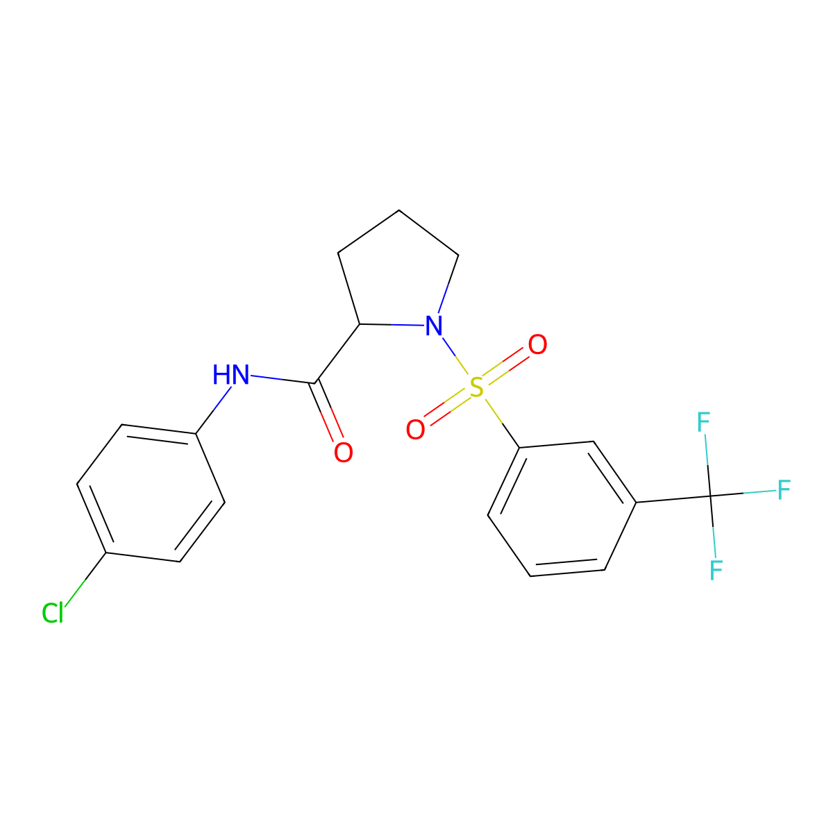 N-(4-chlorophenyl)-1-{[3-(trifluoromethyl)phenyl]sulfonyl}-2-pyrrolidinecarboxamide molecular structure, CAS 317822-03-0