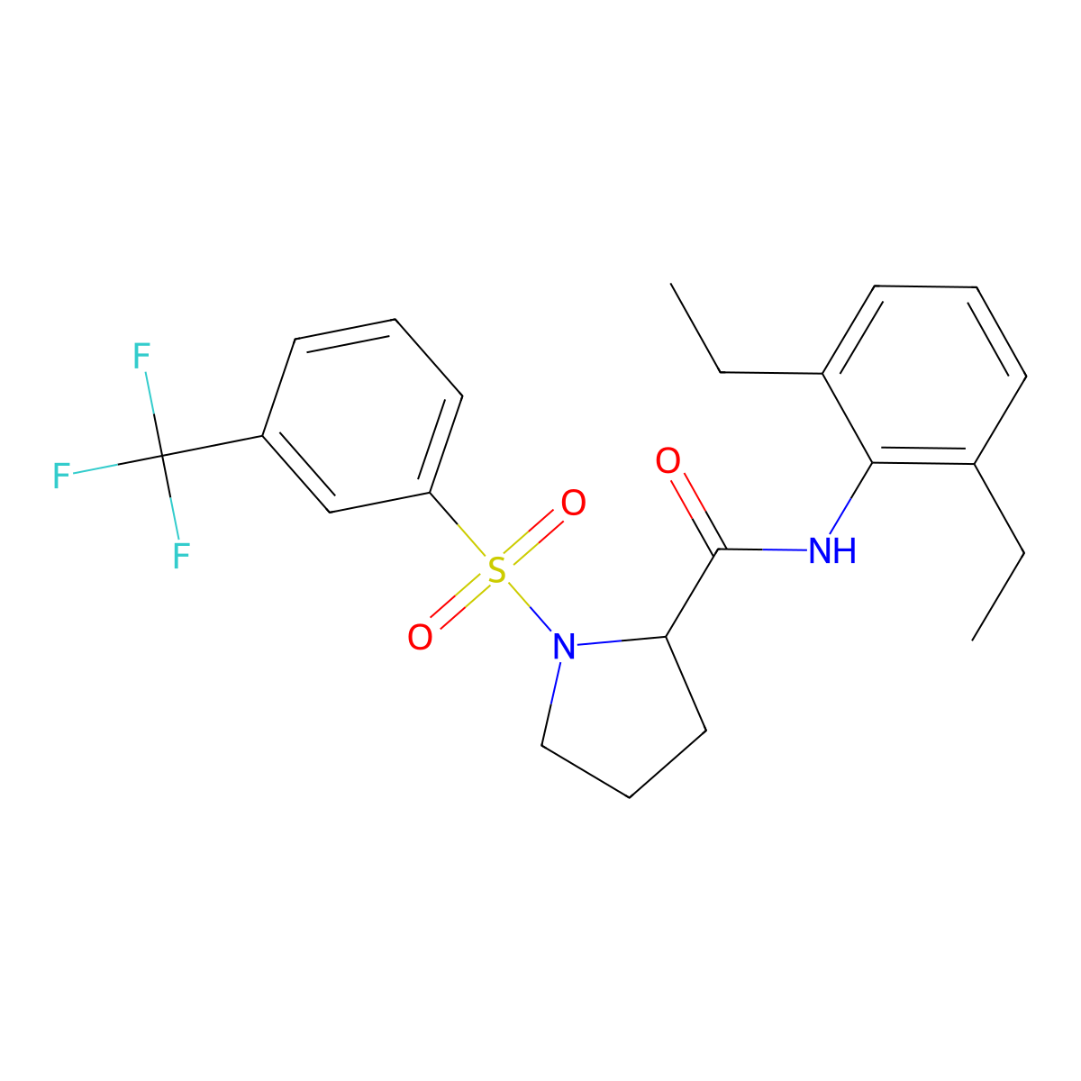 N-(2,6-diethylphenyl)-1-{[3-(trifluoromethyl)phenyl]sulfonyl}-2-pyrrolidinecarboxamide molecular structure, CAS 317822-04-1