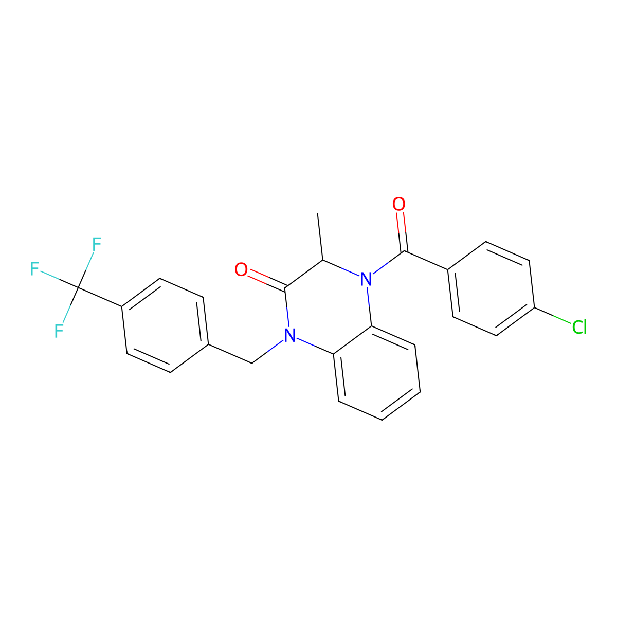 4-(4-chlorobenzoyl)-3-methyl-1-[[4-(trifluoromethyl)phenyl]methyl]-3H-quinoxalin-2-one molecular structure, CAS 317822-28-9