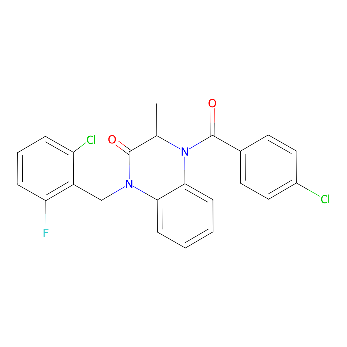 4-(4-chlorobenzoyl)-1-(2-chloro-6-fluorobenzyl)-3-methyl-3,4-dihydro-2(1H)-quinoxalinone molecular structure, CAS 317822-31-4