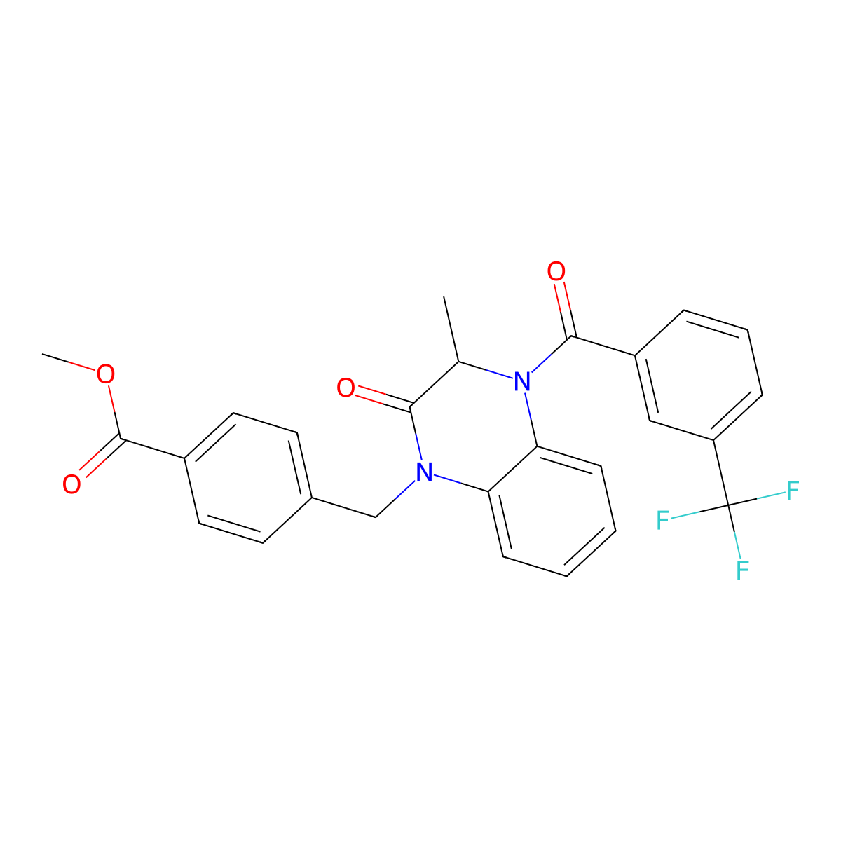 Methyl 4-[[3-methyl-2-oxo-4-[3-(trifluoromethyl)benzoyl]-3H-quinoxalin-1-yl]methyl]benzoate molecular structure, CAS 317822-33-6