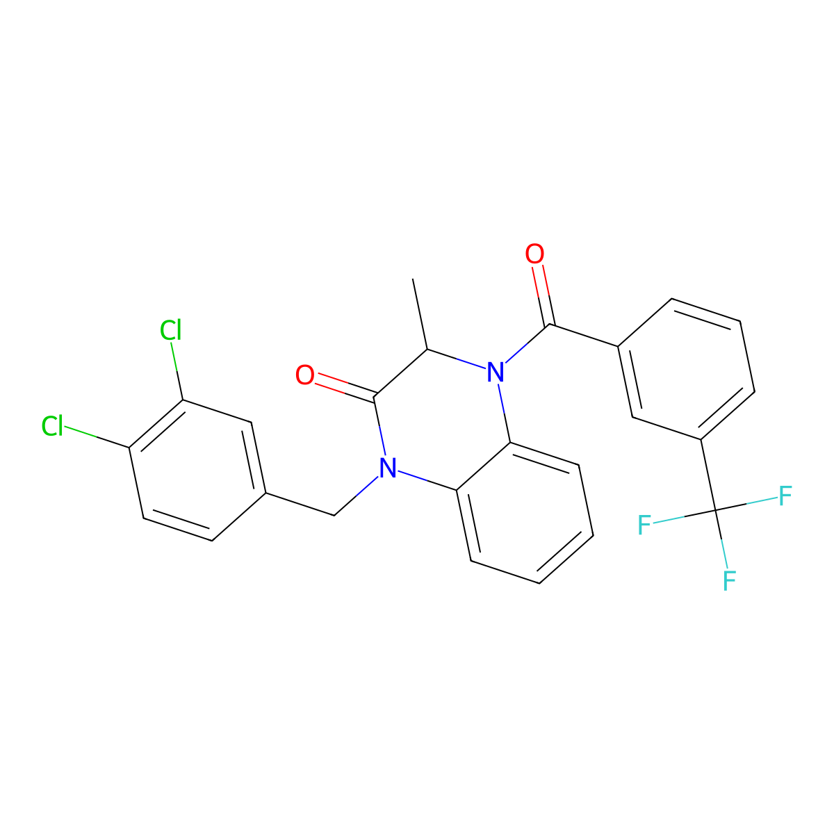 1-(3,4-dichlorobenzyl)-3-methyl-4-[3-(trifluoromethyl)benzoyl]-3,4-dihydro-2(1H)-quinoxalinone molecular structure, CAS 317822-40-5
