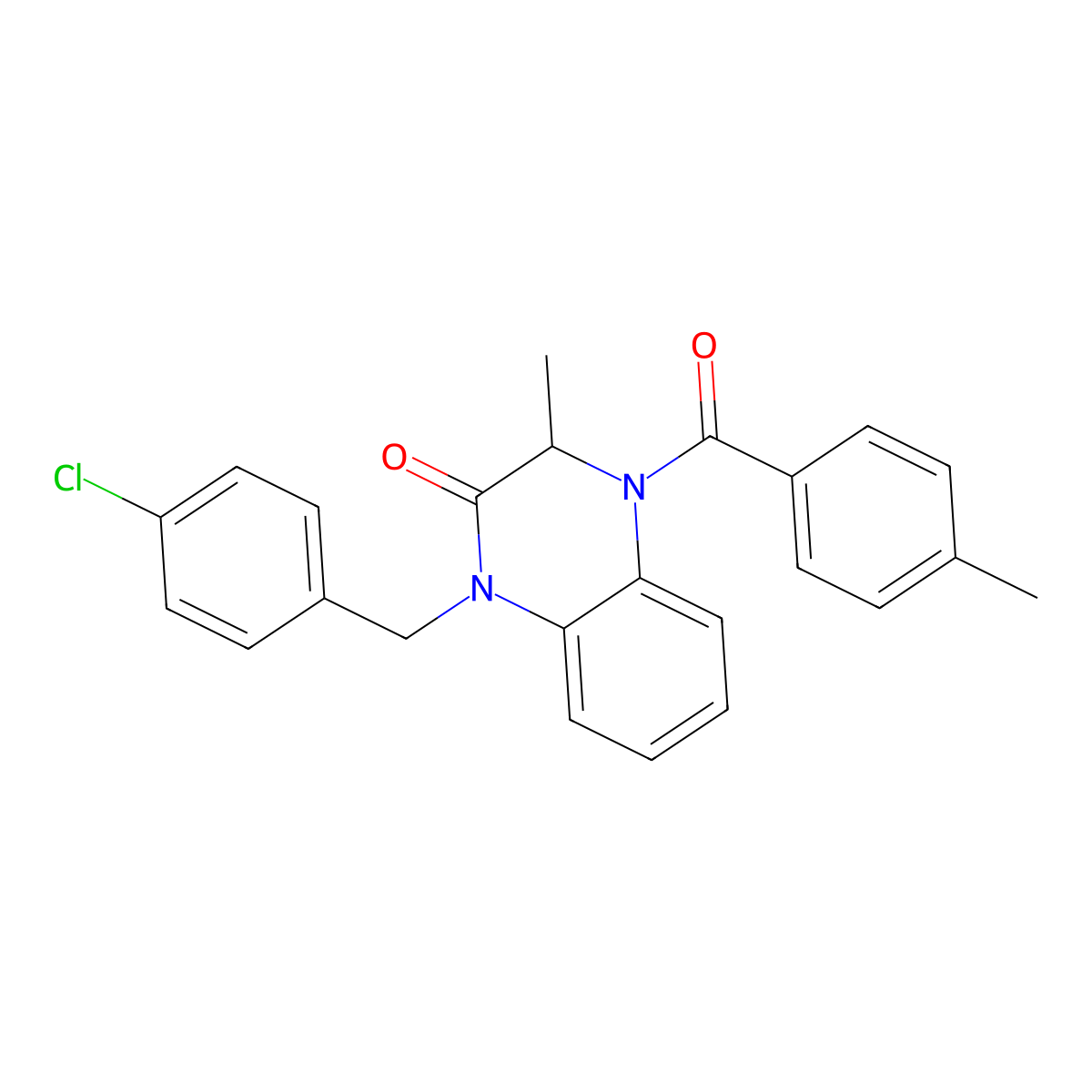 1-(4-chlorobenzyl)-3-methyl-4-(4-methylbenzoyl)-3,4-dihydro-2(1H)-quinoxalinone molecular structure, CAS 317822-41-6