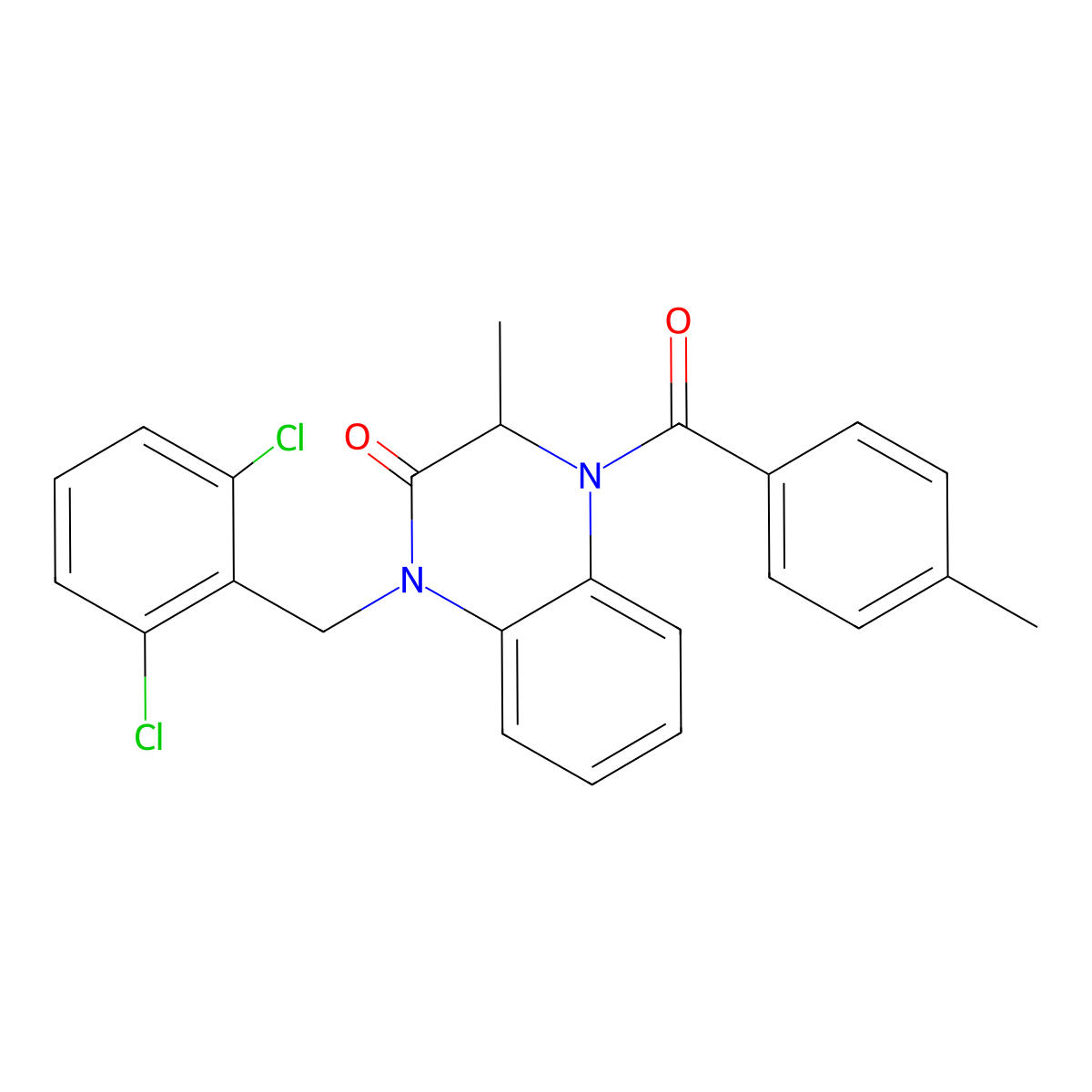 1-[(2,6-dichlorophenyl)methyl]-3-methyl-4-(4-methylbenzoyl)-3H-quinoxalin-2-one molecular structure, CAS 317822-42-7