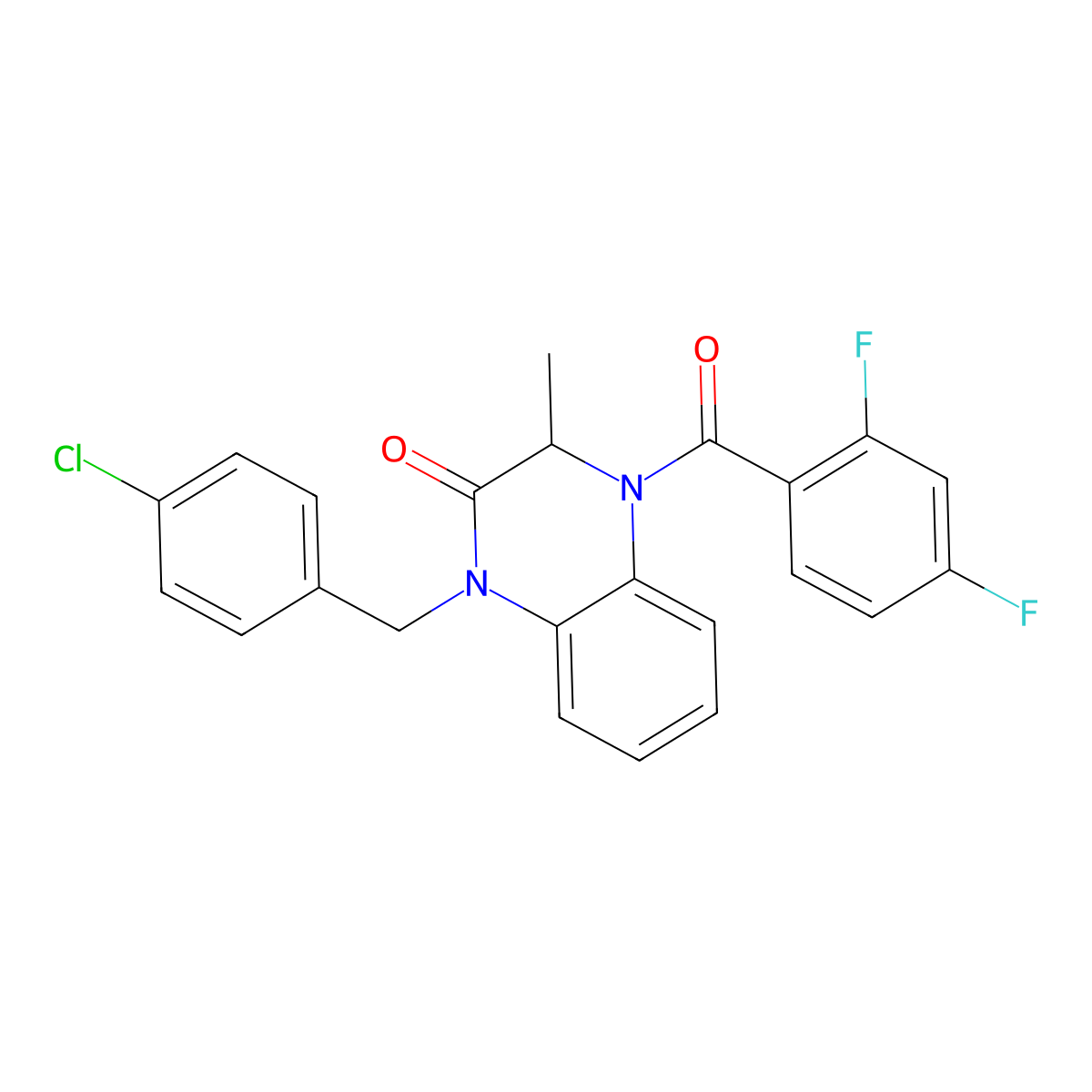 1-(4-chlorobenzyl)-4-(2,4-difluorobenzoyl)-3-methyl-3,4-dihydro-2(1H)-quinoxalinone molecular structure, CAS 317822-43-8