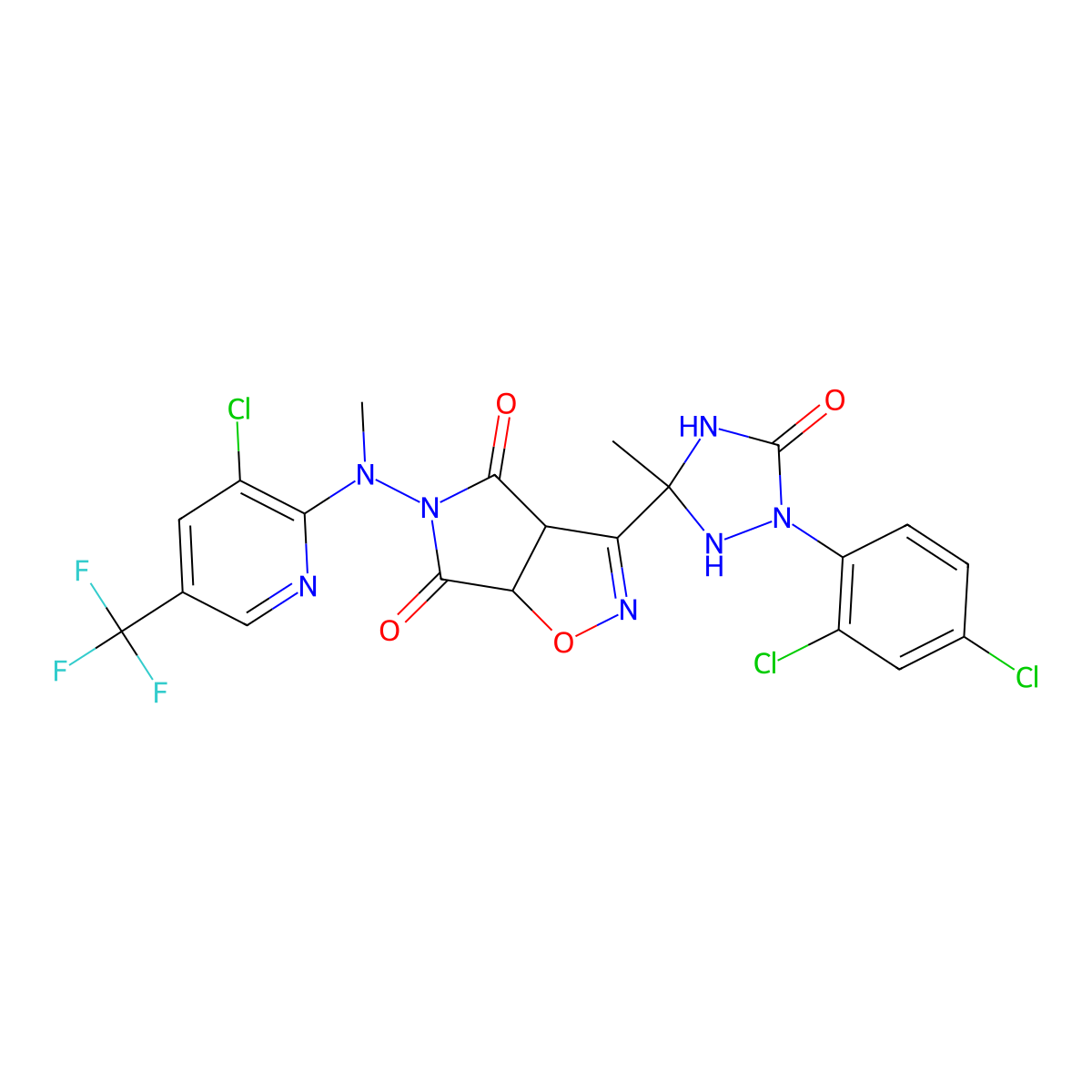 5-[[3-chloro-5-(trifluoromethyl)-2-pyridinyl](methyl)amino]-3-[1-(2,4-dichlorophenyl)-3-methyl-5-oxo-1,2,4-triazolan-3-yl]-3aH-pyrrolo[3,4-d]isoxazole-4,6(5H,6aH)-dione molecular structure, CAS 317822-47-2