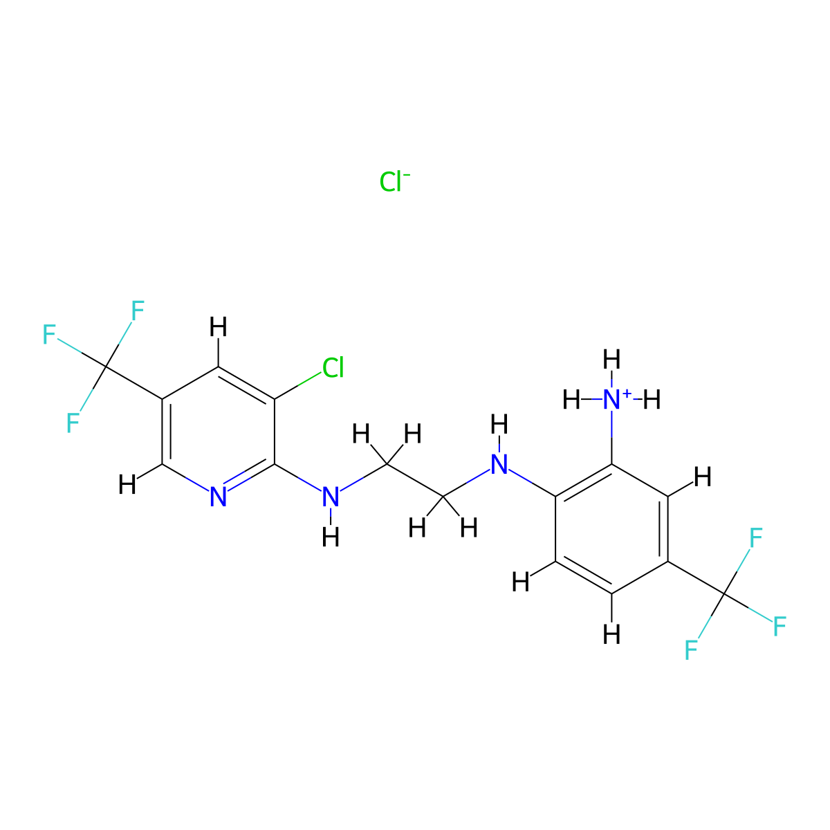 2-[(2-{[3-Chloro-5-(trifluoromethyl)-2-pyridinyl]amino}ethyl)amino]-5-(trifluoromethyl)benzenaminium chloride molecular structure, CAS 317822-50-7