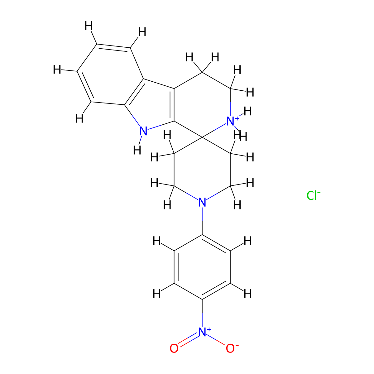 Spiro-[N-(4-nitrophenyl)piperidine-4',1-(1,2,3,4-tetrahydro-beta-carboline)]hydrochloride molecular structure, CAS 317822-52-9