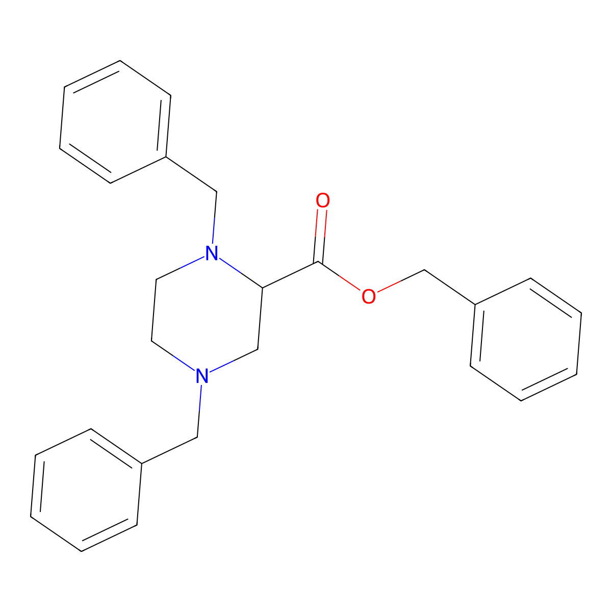 Benzyl (R)-1,4-dibenzylpiperazine-2-carboxylate molecular structure, CAS 317822-72-3