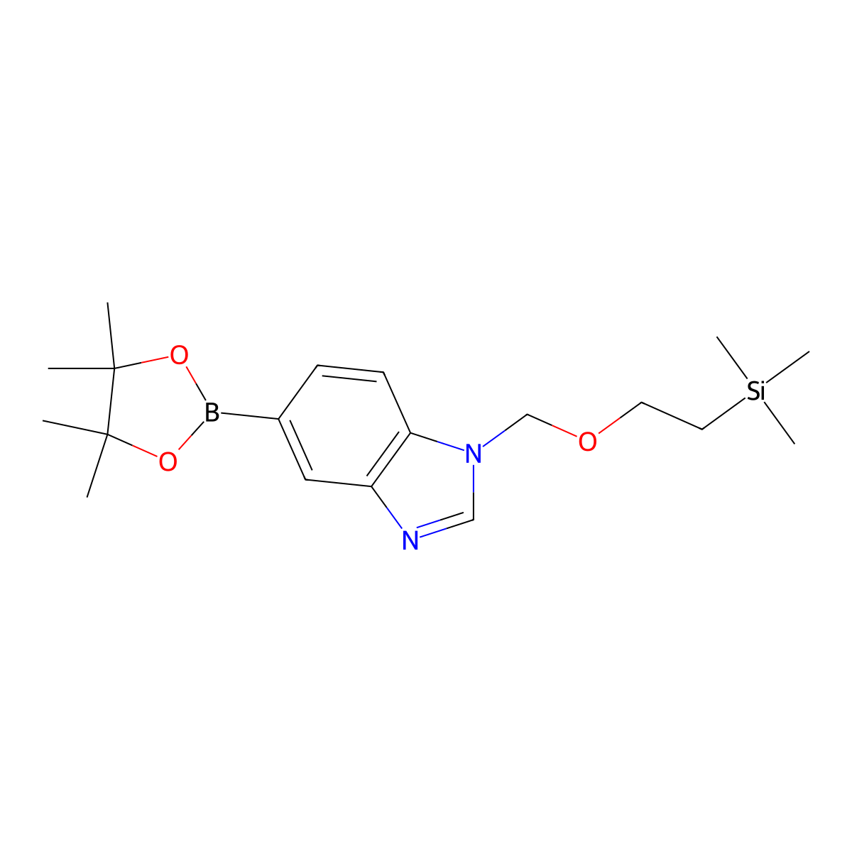 5-(4,4,5,5-Tetramethyl-1,3,2-dioxaborolan-2-yl)-1-((2-(trimethylsilyl)ethoxy)methyl)-1H-benzo[d]imidazole molecular structure, CAS 317830-46-9