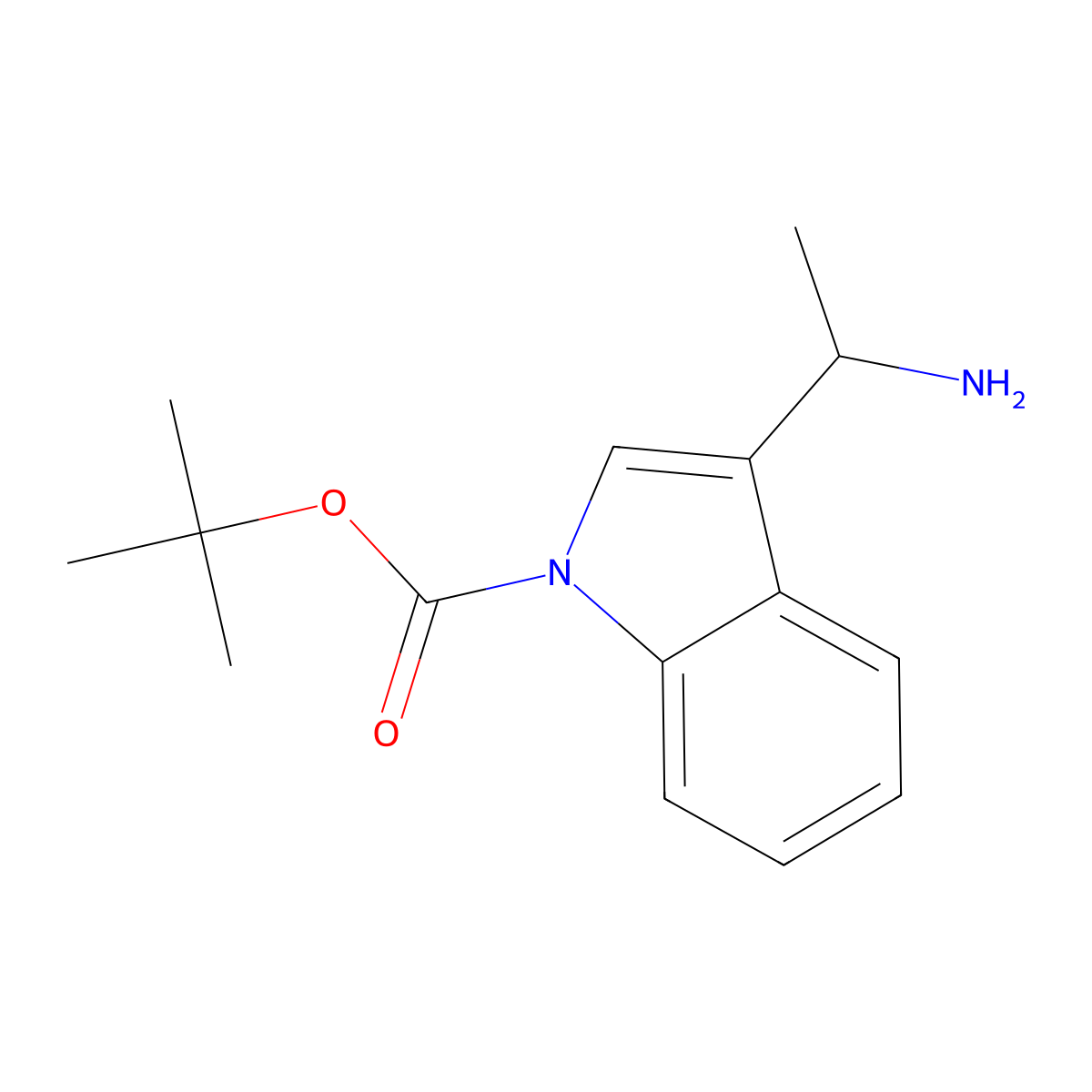 Tert-butyl 3-(1-aminoethyl)-1H-indole-1-carboxylate molecular structure, CAS 317830-77-6