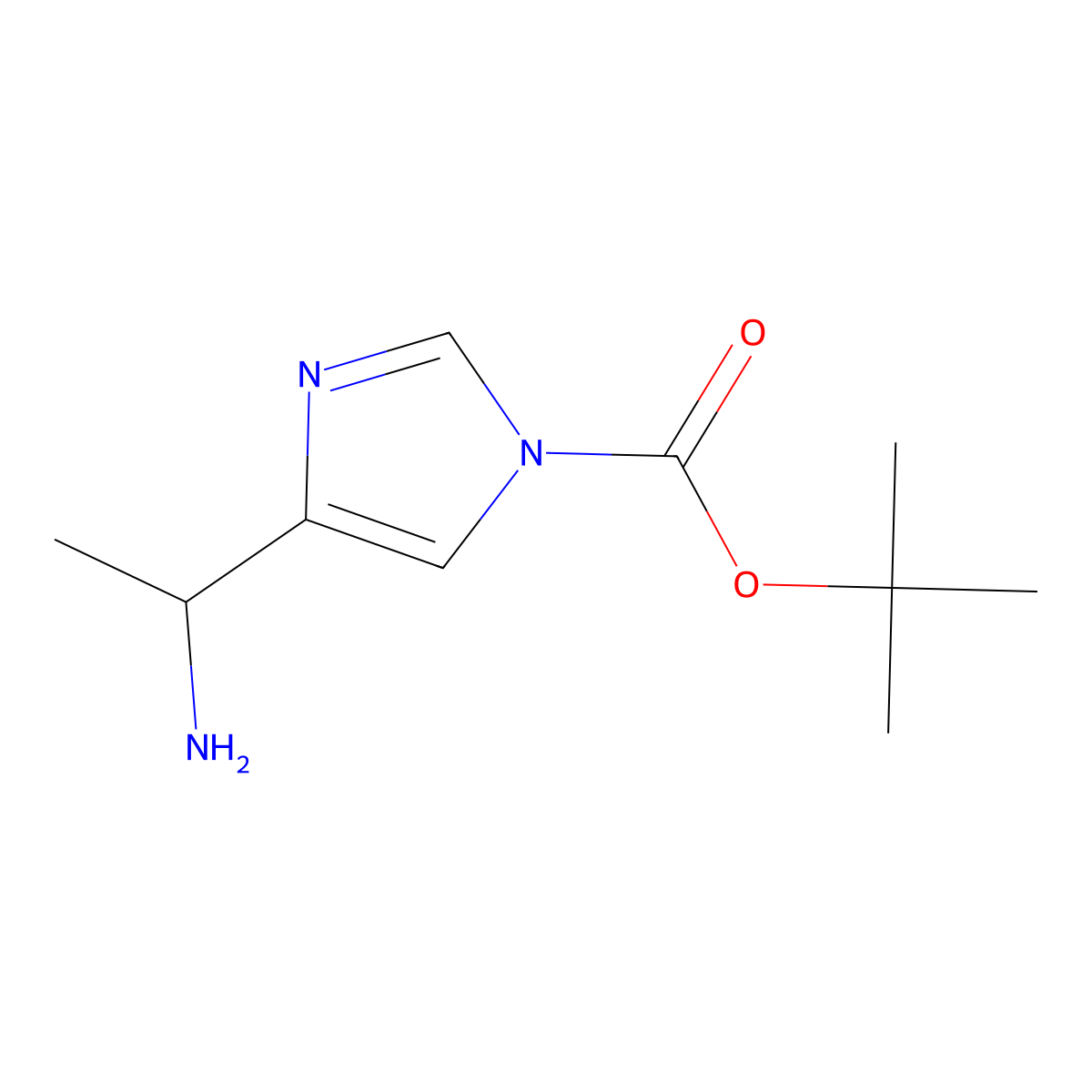 Tert-butyl 4-(1-aminoethyl)-1H-imidazole-1-carboxylate molecular structure, CAS 317830-79-8