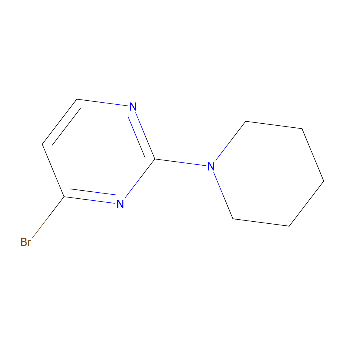 4-Bromo-2-(piperidin-1-YL)pyrimidine molecular structure, CAS 317830-89-0