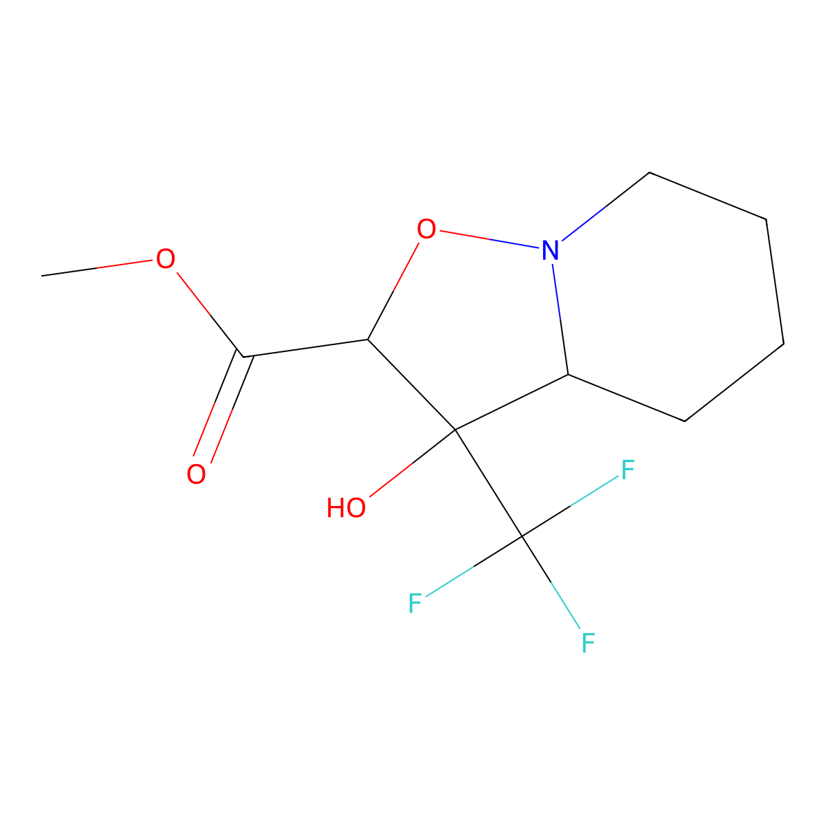 methyl 3-hydroxy-3-(trifluoromethyl)hexahydro-2H-isoxazolo[2,3-a]pyridine-2-carboxylate molecular structure, CAS 317833-14-0