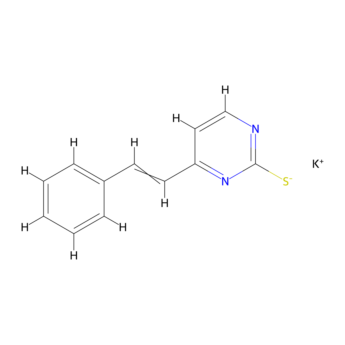 Potassium;4-(2-phenylethenyl)pyrimidine-2-thiolate molecular structure, CAS 317833-30-0