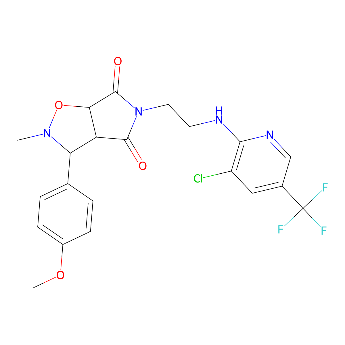 5-(2-{[3-chloro-5-(trifluoromethyl)-2-pyridinyl]amino}ethyl)-3-(4-methoxyphenyl)-2-methyldihydro-2H-pyrrolo[3,4-d]isoxazole-4,6(3H,5H)-dione molecular structure, CAS 317833-31-1