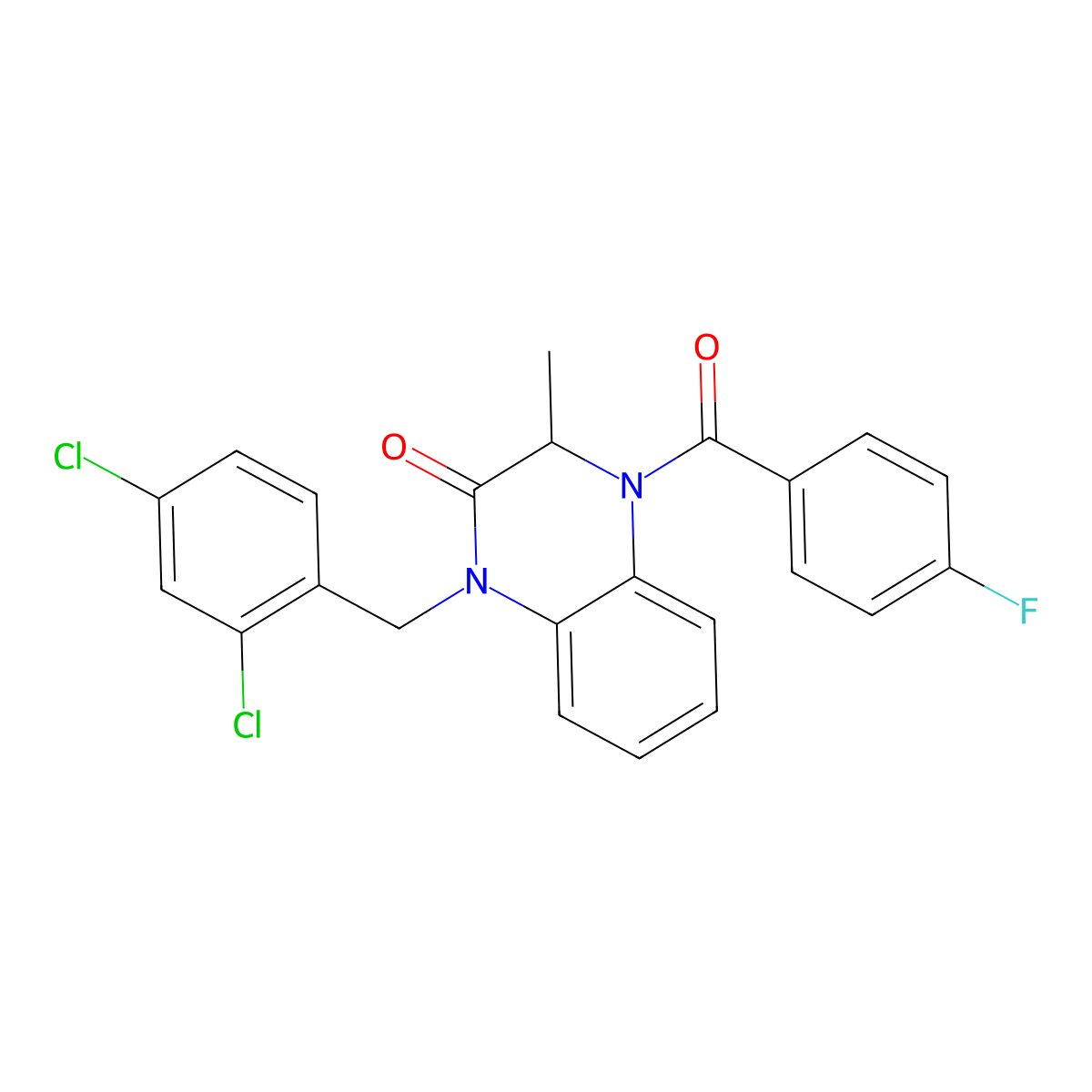 1-(2,4-dichlorobenzyl)-4-(4-fluorobenzoyl)-3-methyl-3,4-dihydro-2(1H)-quinoxalinone molecular structure, CAS 317833-35-5