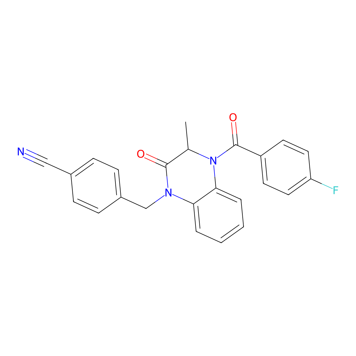 4-{[4-(4-fluorobenzoyl)-3-methyl-2-oxo-3,4-dihydro-1(2H)-quinoxalinyl]methyl}benzenecarbonitrile molecular structure, CAS 317833-39-9