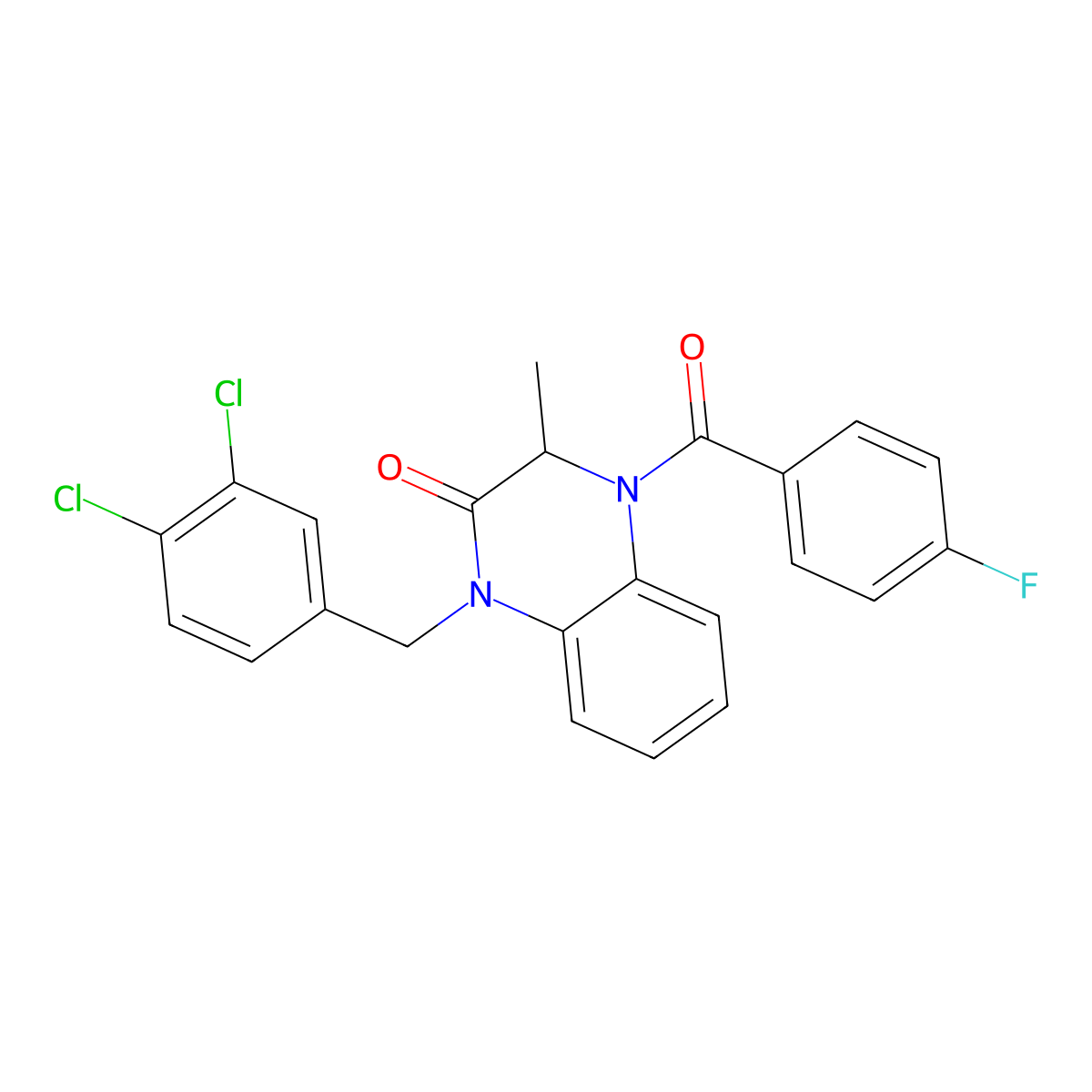 1-(3,4-dichlorobenzyl)-4-(4-fluorobenzoyl)-3-methyl-3,4-dihydro-2(1H)-quinoxalinone molecular structure, CAS 317833-40-2