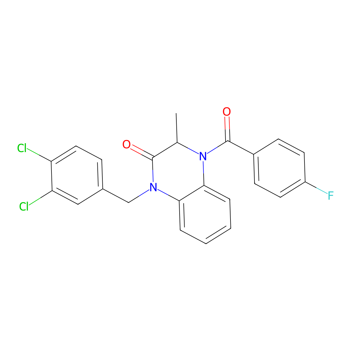 1-(3,4-dichlorobenzyl)-4-(4-fluorobenzoyl)-3-methyl-3,4-dihydro-2(1H)-quinoxalinone molecular structure, CAS 317833-40-2