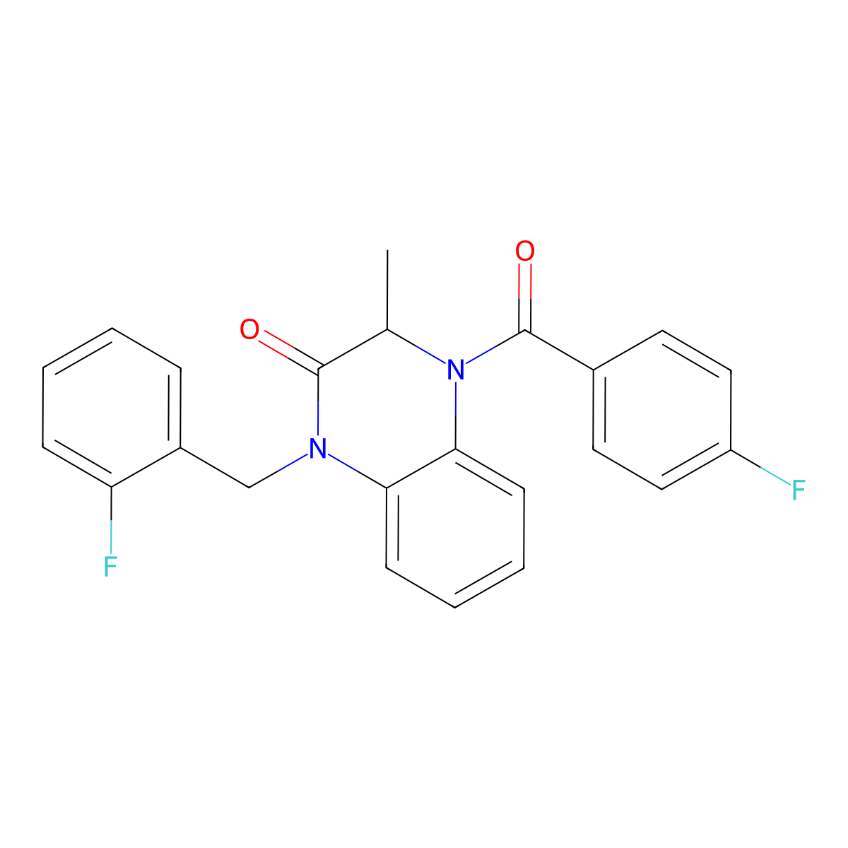 4-(4-fluorobenzoyl)-1-(2-fluorobenzyl)-3-methyl-3,4-dihydro-2(1H)-quinoxalinone molecular structure, CAS 317833-43-5