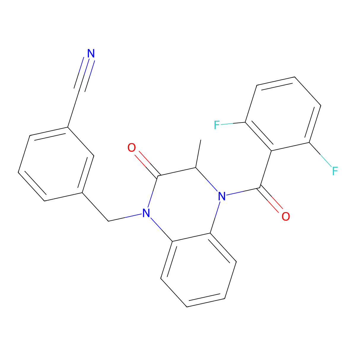 3-[[4-(2,6-difluorobenzoyl)-3-methyl-2-oxo-3H-quinoxalin-1-yl]methyl]benzonitrile molecular structure, CAS 317833-44-6