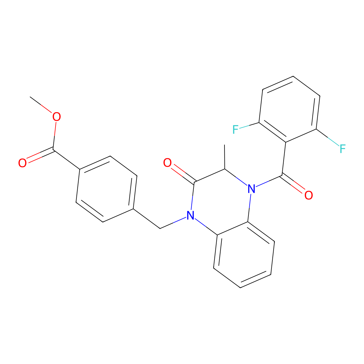 methyl 4-{[4-(2,6-difluorobenzoyl)-3-methyl-2-oxo-3,4-dihydro-1(2H)-quinoxalinyl]methyl}benzenecarboxylate molecular structure, CAS 317833-48-0